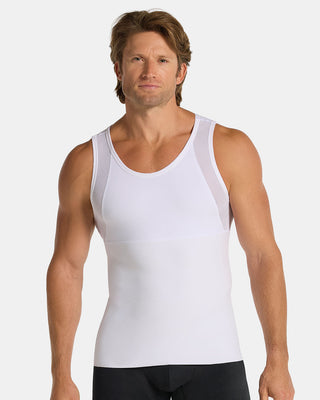 Camiseta sin mangas de compresión fuerte ideal para uso diario en algodón elástico#color_000-blanco