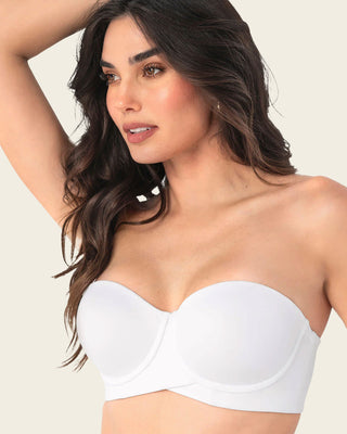Sujetador sin tirantes ideal para pecho mediano y grande#color_000-blanco