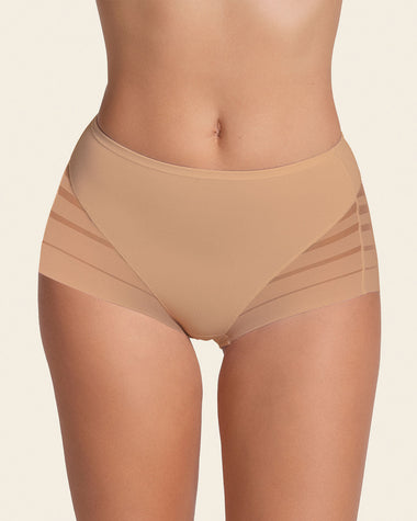 Braga faja clásica con control moderado de abdomen y bandas en tul#color_801-habano-claro