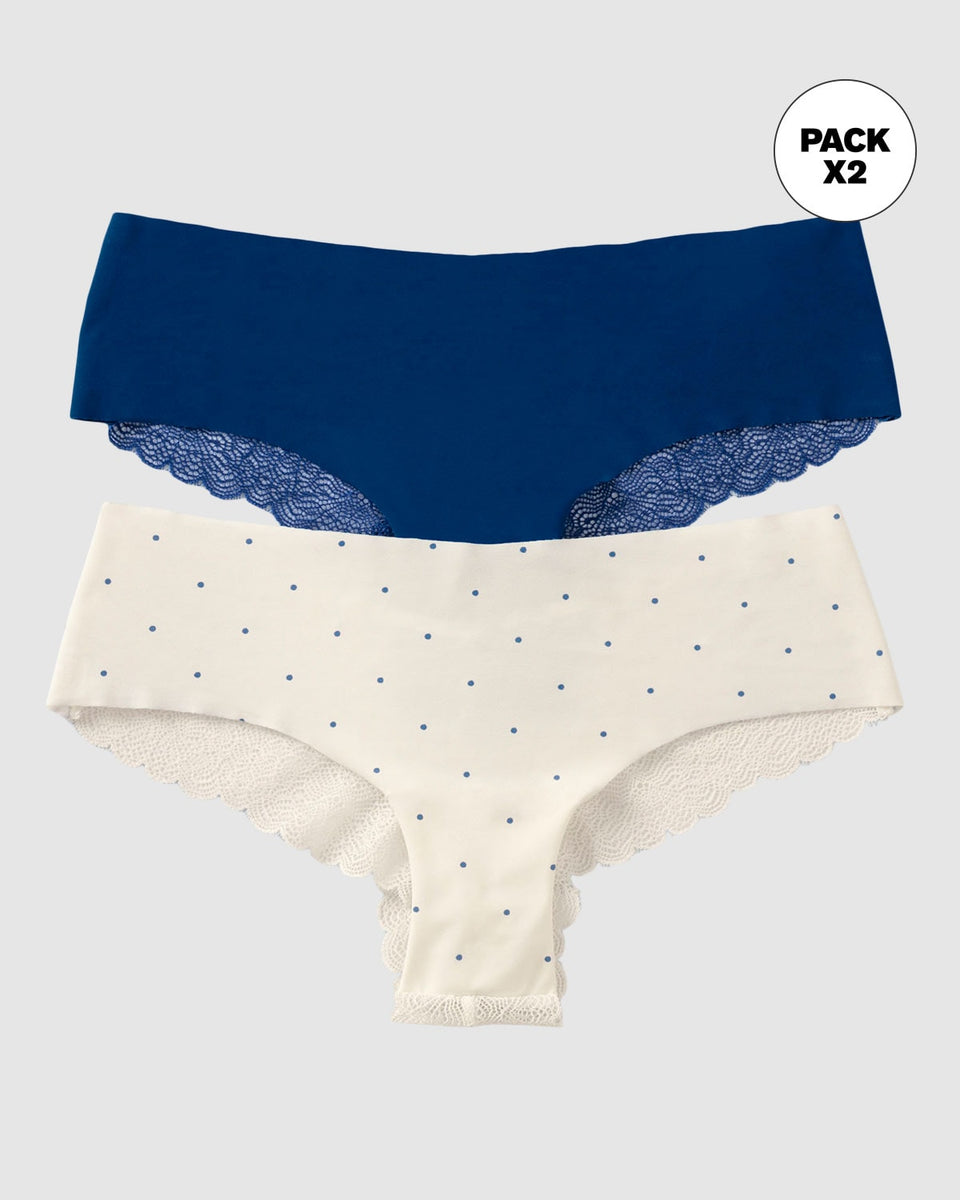 Paquete x 2 panties cacheteros descaderados con encaje