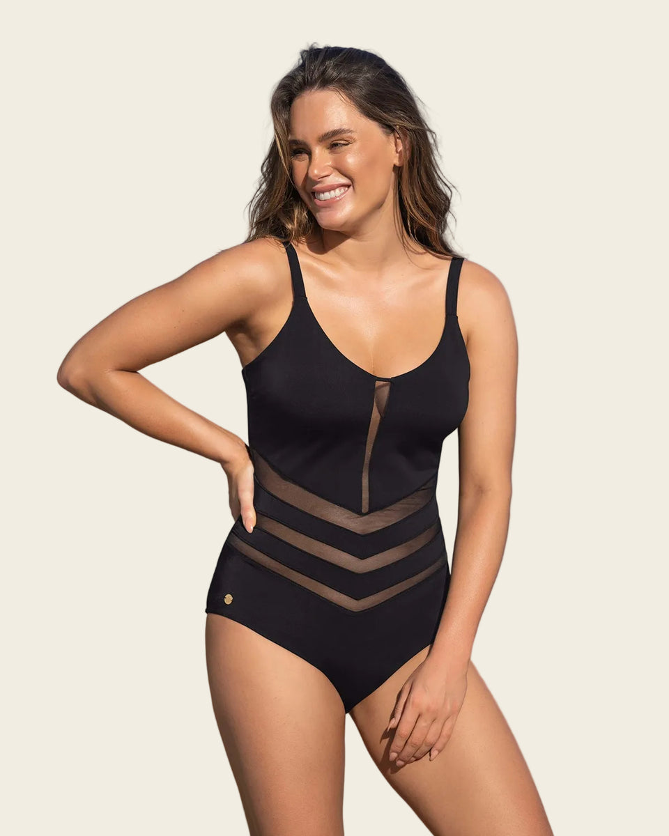 Bañador entero control suave de abdomen elaborado en nylon reciclado