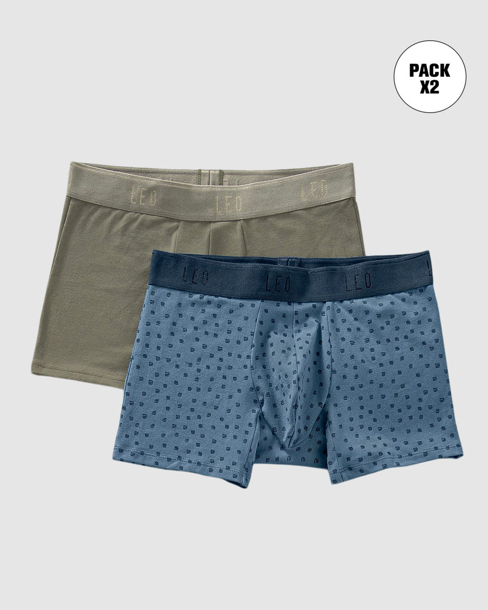 Paquete x2 bóxers cortos en algodón elástico