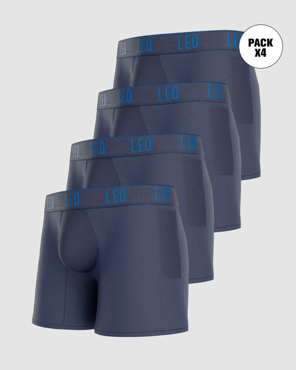 Paquete x 4 bóxers deportivos largos con bolsillo lateral en microfibra