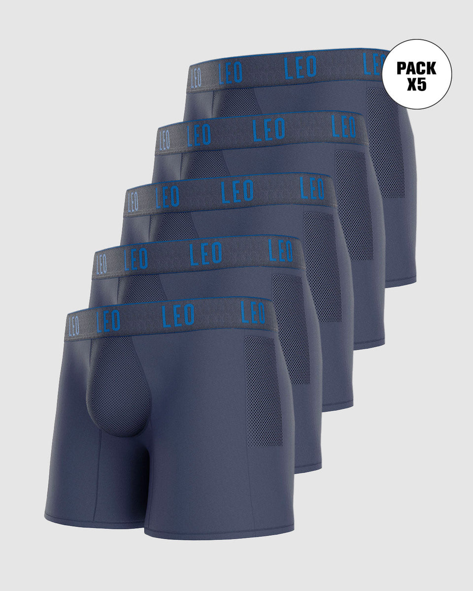 Paquete x 5 bóxers deportivos largos con bolsillo lateral en microfibra