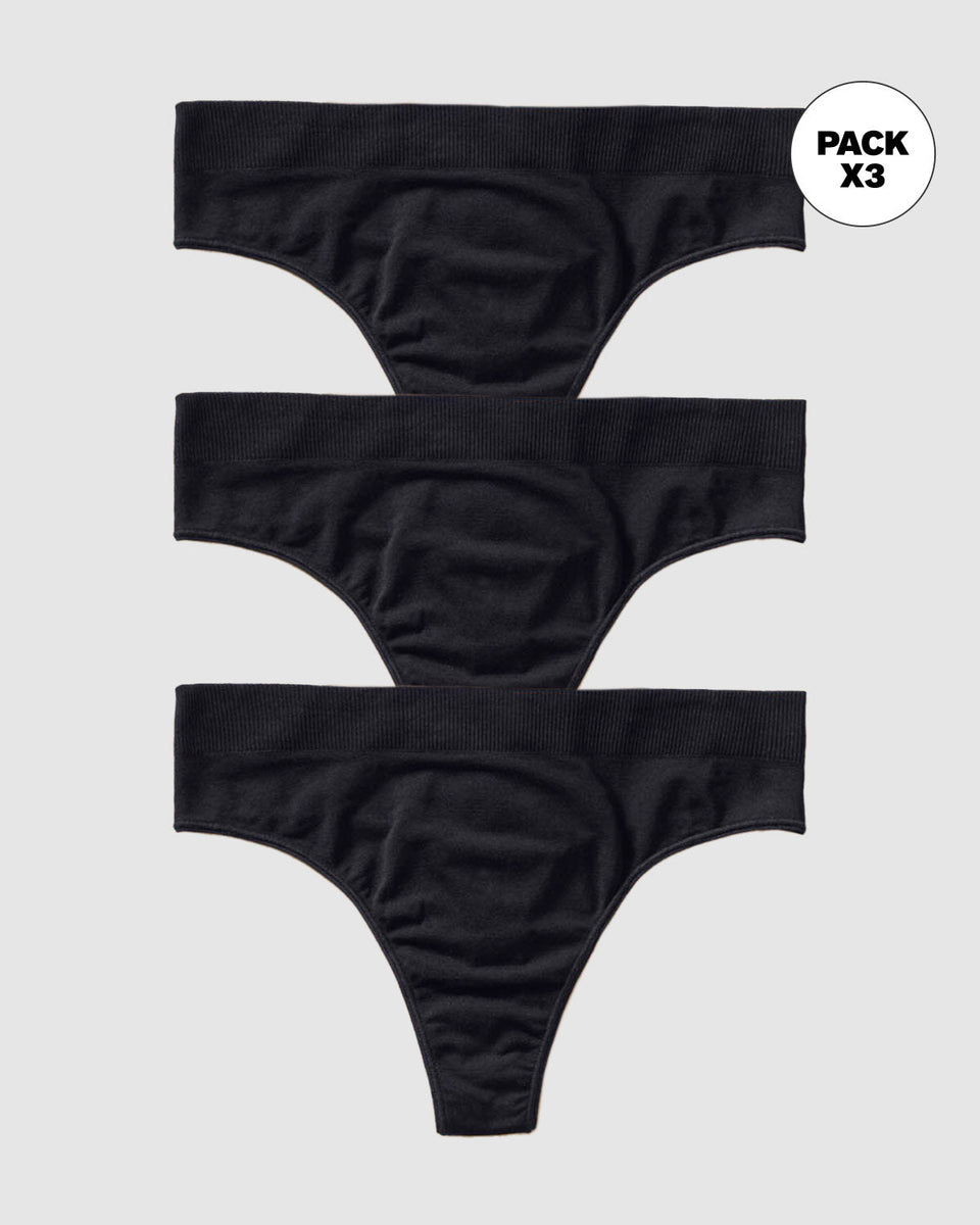 Paquete x 3 tangas tiro alto en tecnología Seamless de tacto ultrasuave