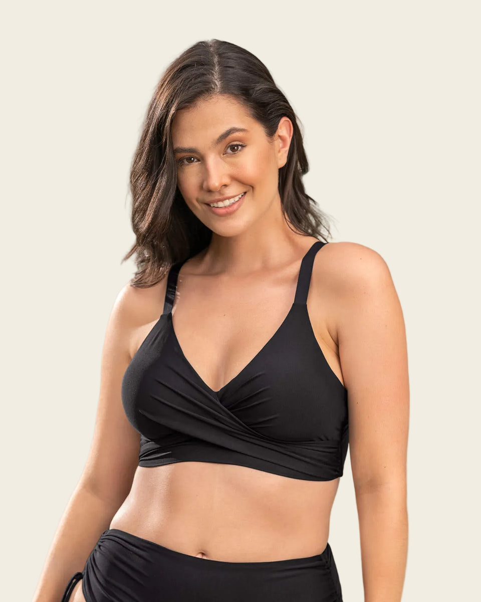 Top de bikini ecoamigable con escote cruzado