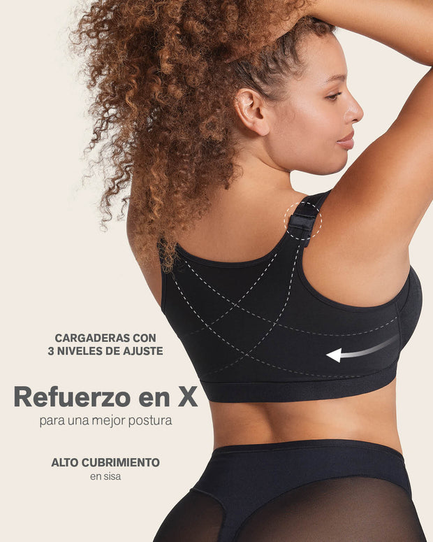 Sujetador facilitador de postura con control de volumen del pecho multi/Functional#color_700-negro
