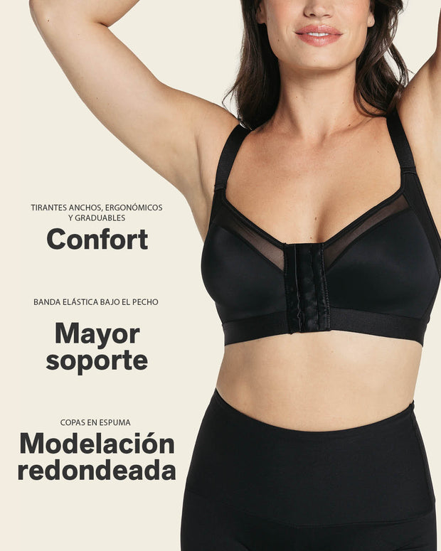 Sujetador facilitador de postura con copas en espuma multibenefit#color_700-negro