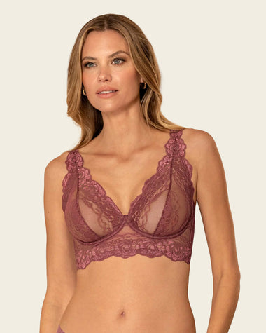 Sujetador tipo bralette en encaje y transparencias#color_331-vino-empolvado