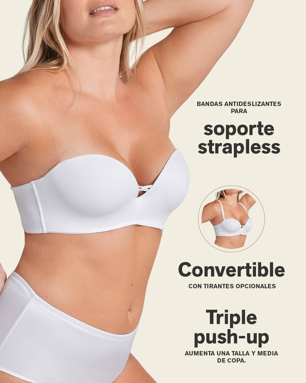 Sujetador wow de triple relleno ideal como sin tirantes#color_000-blanco