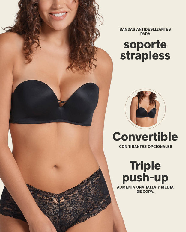 Sujetador wow de triple relleno ideal como sin tirantes#color_700-negro