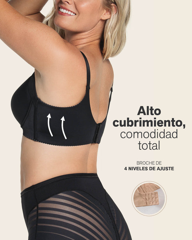 Sujetador de push up suave y cubrimiento alto en sisa y espalda Cover Bra#color_700-negro