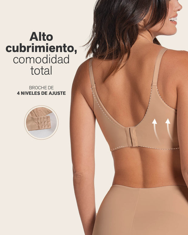 Sujetador de push up suave y cubrimiento alto en sisa y espalda Cover Bra#color_801-habano-medio