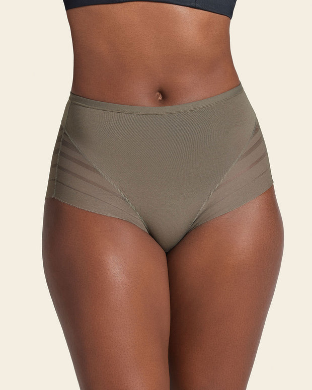 Braga faja clásica con control moderado de abdomen y bandas en tul#color_603-verde-oscuro