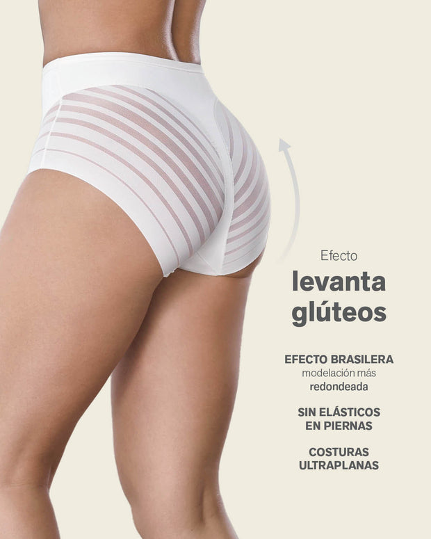 Braga faja clásica con control moderado de abdomen y bandas en tul#color_000-blanco