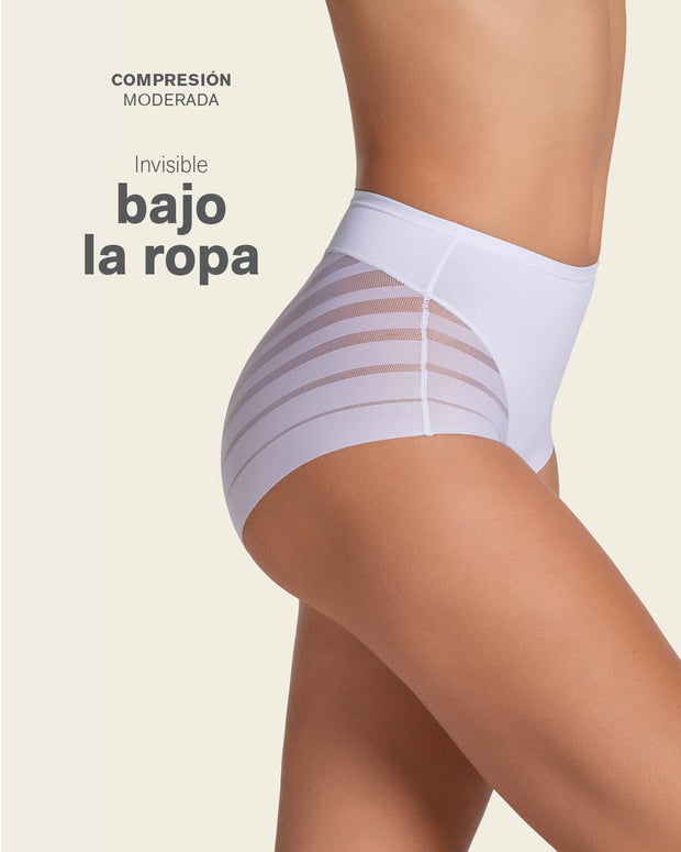 Braga faja clásica con control moderado de abdomen y bandas en tul#color_000-blanco