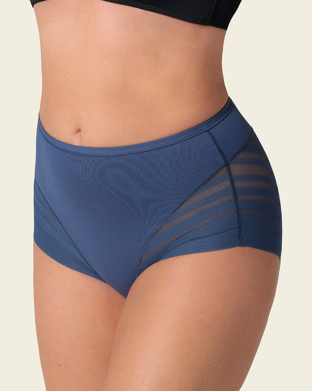 Braga faja clásica con control moderado de abdomen y bandas en tul#color_589-azul-medio