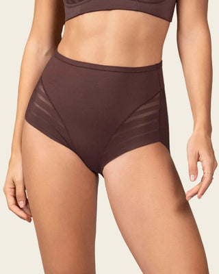 Braga faja clásica con control moderado de abdomen y bandas en tul#color_c56-cocoa