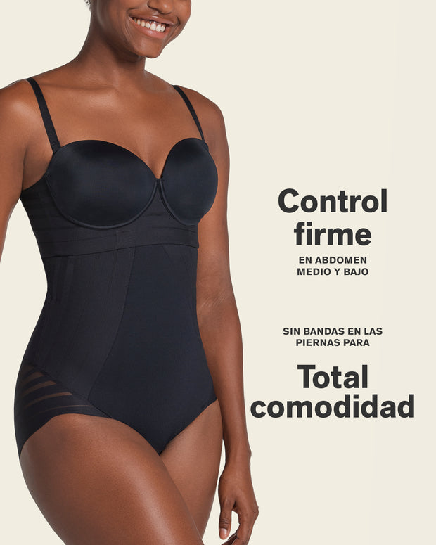 Braga faja pecho libre de control de abdomen invisible en piernas#color_700-negro