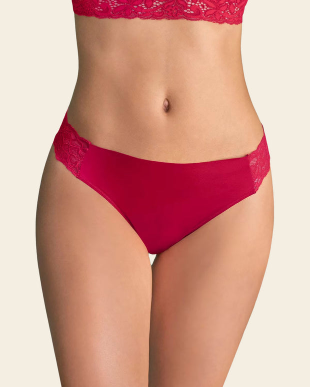 Tanga invisible con toques de encaje en cintura#color_309-rojo