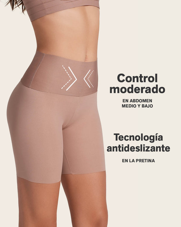 Short de control moderado aspecto invisible con fajón antideslizante#color_857-habano