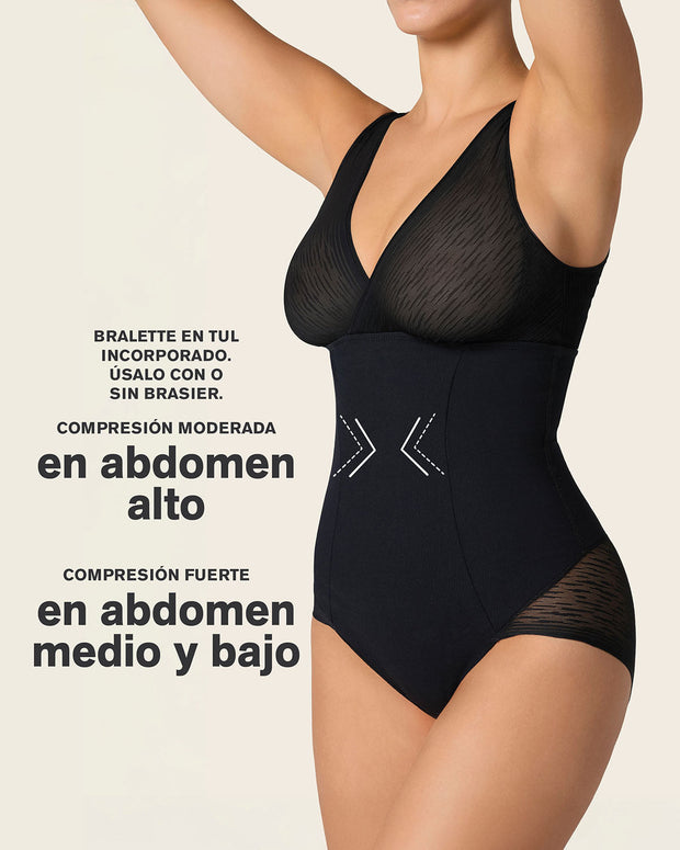 Faja tipo body con bralette incorporado con control de abdomen#color_700-negro