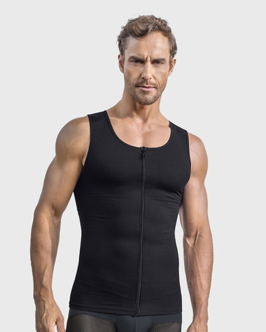 Chaleco de compresión con doble capa de tela en abdomen y espalda#color_700-negro