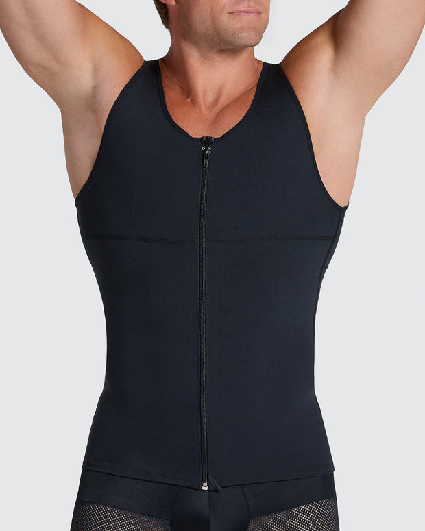 Chaleco de compresión con doble capa de tela en abdomen y espalda#color_700-negro
