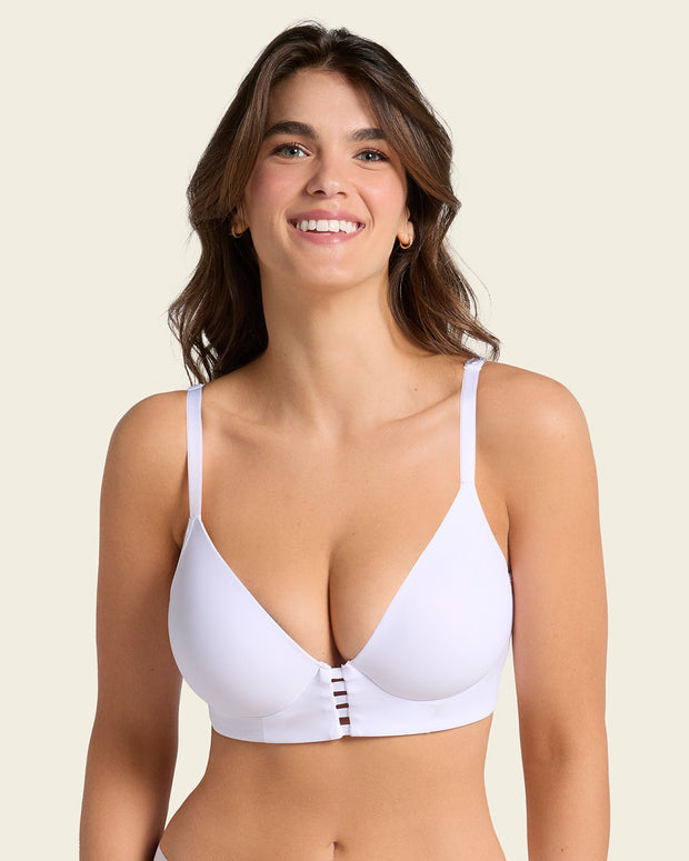 Sujetador memory bustier triangular de push-up alto y buen cubrimiento#color_000-blanco