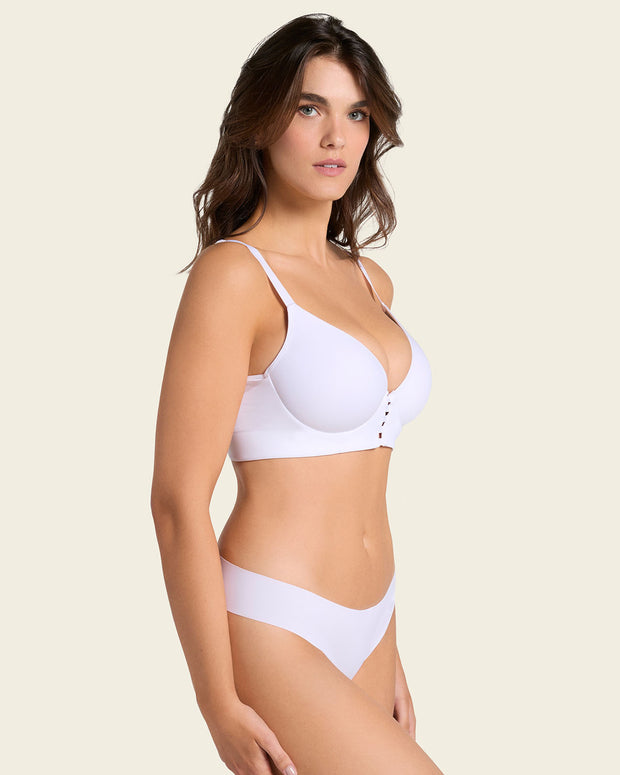 Sujetador memory bustier triangular de push-up alto y buen cubrimiento#color_000-blanco
