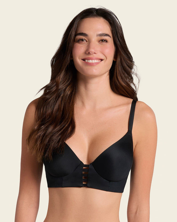 Sujetador memory bustier triangular de push-up alto y buen cubrimiento#color_700-negro
