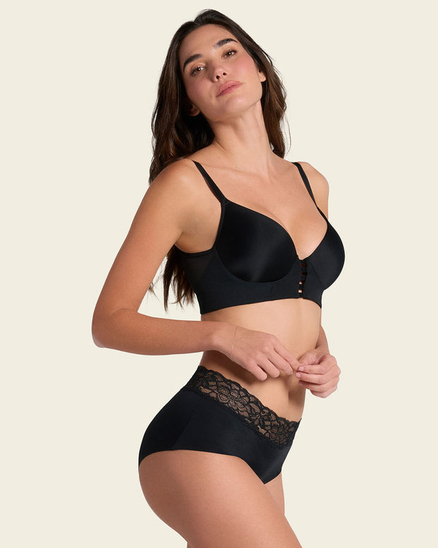 Sujetador memory bustier triangular de push-up alto y buen cubrimiento#color_700-negro