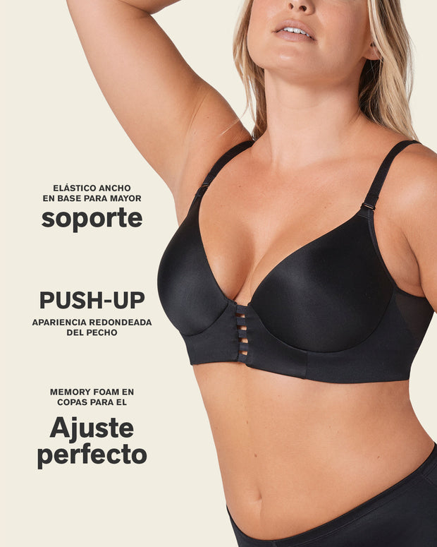 Sujetador memory bustier triangular de push-up alto y buen cubrimiento#color_700-negro