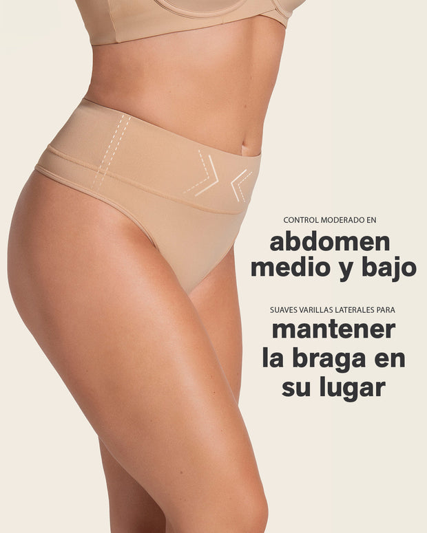 Tanga de control moderado tiro alto en SkinFuse#color_802-habano-claro