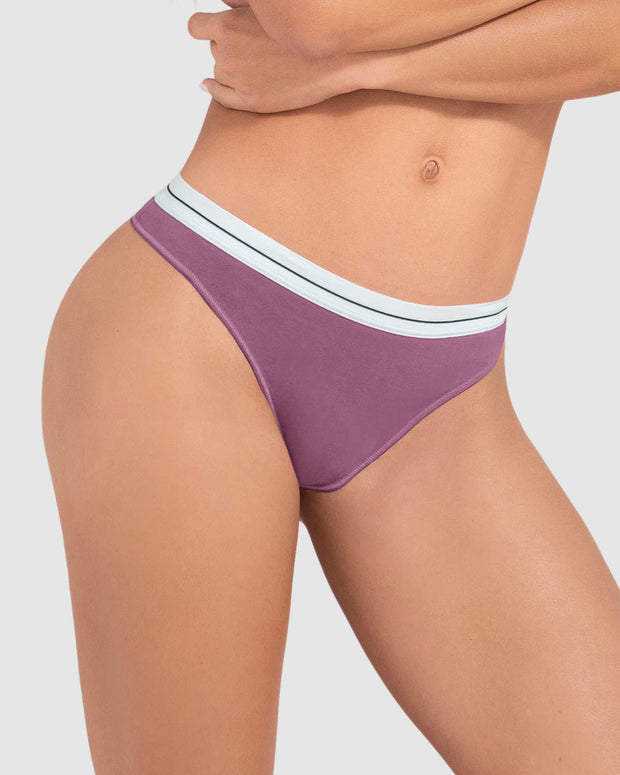 Tanga en algodón con elástico suave en cintura#color_b66-morado