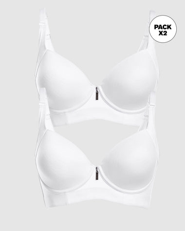 Paquete x 2 sujetadores de push up suave y buen cubrimiento en sisa y espalda Cover Bra#color_000-blanco