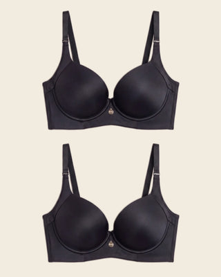 Paquete x 2 sujetadores de push up suave y buen cubrimiento en sisa y espalda Cover Bra#color_700-negro
