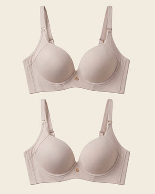 Paquete x 2 sujetadores de push up suave y buen cubrimiento en sisa y espalda Cover Bra#color_802-habano-claro