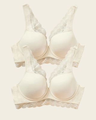 Paquete x 2 sujetadores de buen cubrimiento: Deep Coverage Bra#color_253-marfil