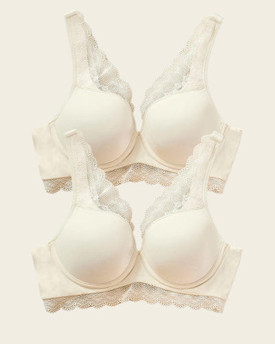Paquete x 2 sujetadores de buen cubrimiento: Deep Coverage Bra#color_253-marfil