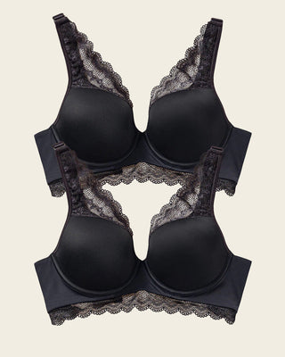 Paquete x 2 sujetadores de buen cubrimiento: Deep Coverage Bra#color_700-negro