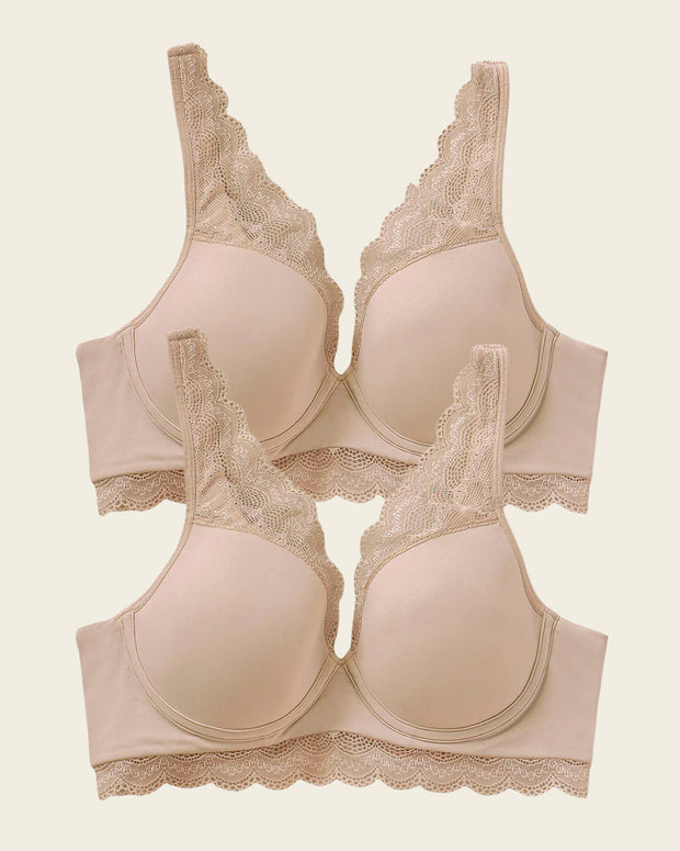 Paquete x 2 sujetadores de buen cubrimiento: Deep Coverage Bra#color_802-habano-claro