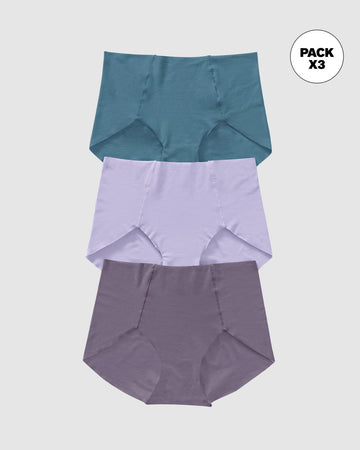 Paquete de 3 bragas en tela ultrafinas#color_s25-azul-morado-lila