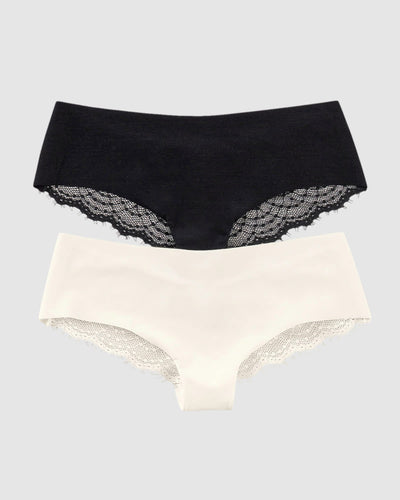 Paquete x 2 panties cacheteros descaderados con encaje#color_s39-perla-negro