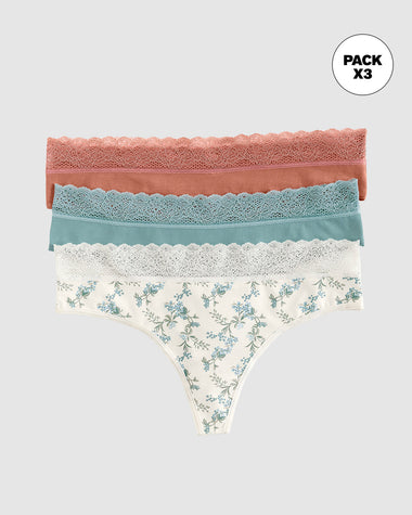 Paquete x3 tangas en algodón elástico con detalle en encaje#color_s17-estampado-verde-azul-terracota