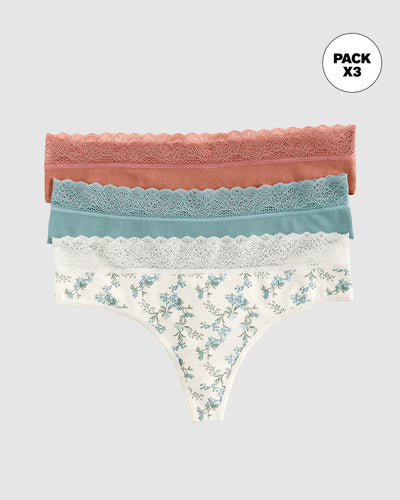 Paquete x3 tangas en algodón elástico con detalle en encaje#color_s17-estampado-verde-azul-terracota
