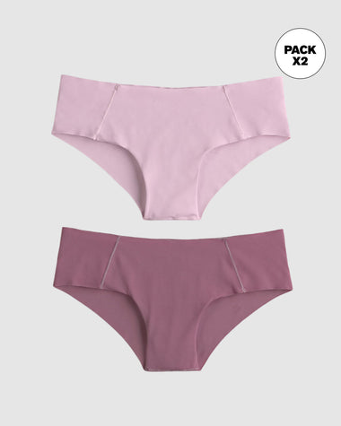 Paquete x 2 culottes invisibles ultracómodos de tiro bajo#color_s12-morado-rosado-claro