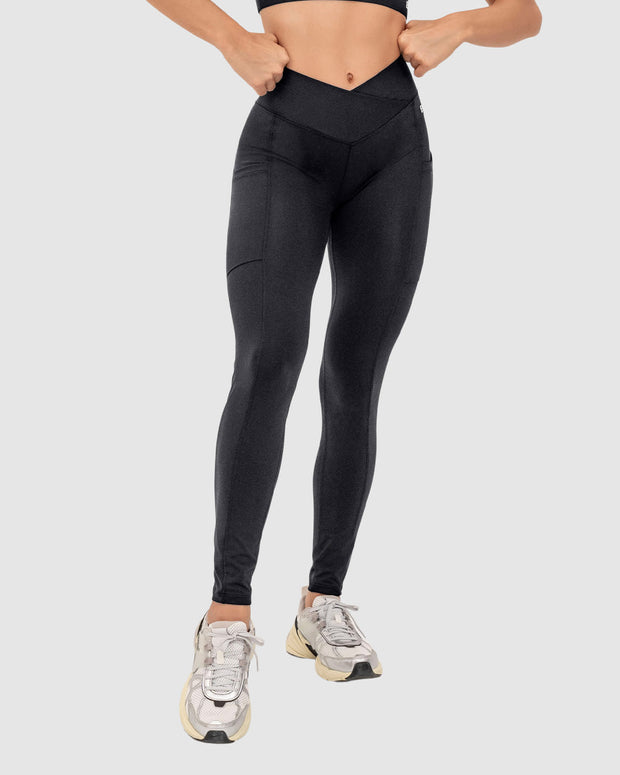 Legging deportivo con pretina cruzada Leonisa Active by Silvy Araujo#color_700-negro