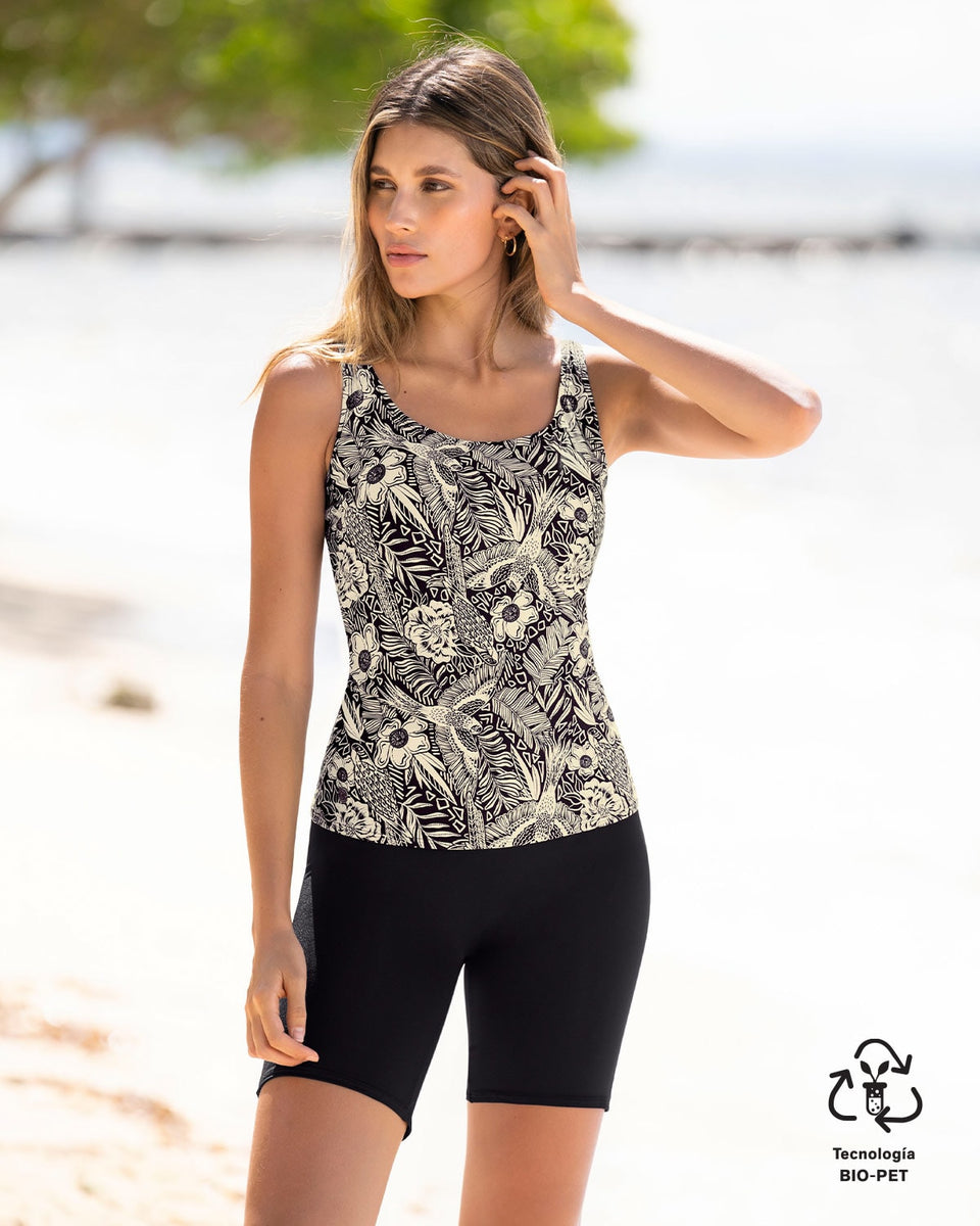Bañador de 2 piezas con camiseta y short de buen cubrimiento Tankini