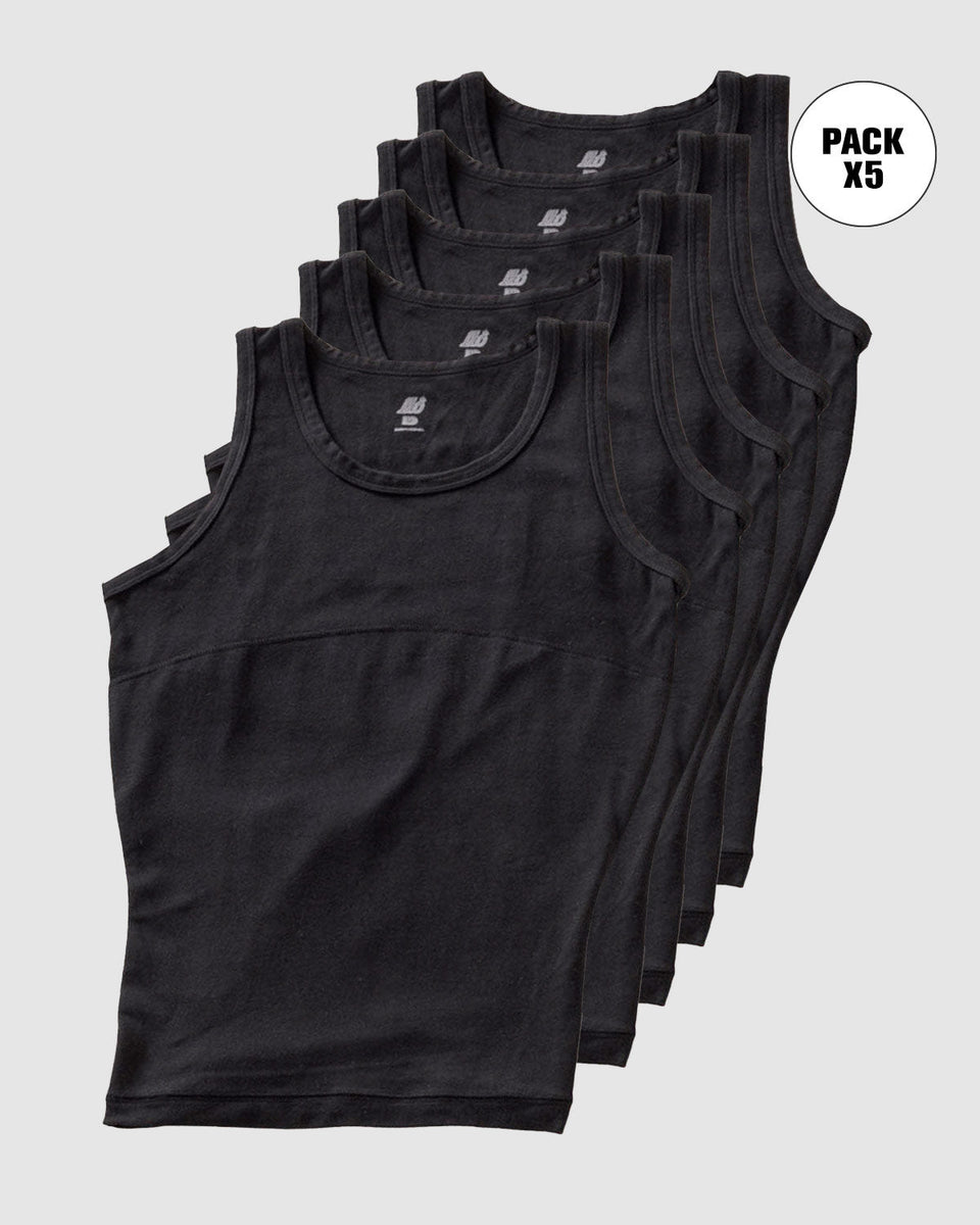 Paquete x 5 camisetas con compresión moderada en abdomen y zona lumbar en algodón elástico